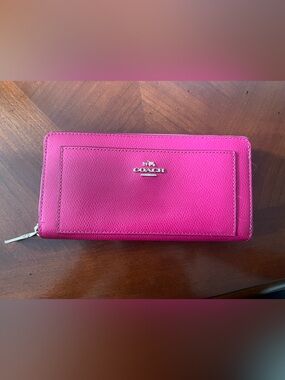 Authentic Coach “Pink Ruby” Accordion Zip Wallet